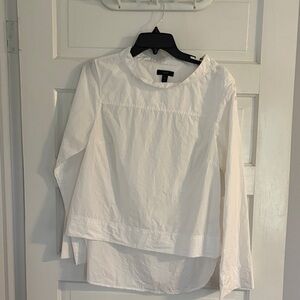 J. Crew White Blouse with Boat Mock Neck